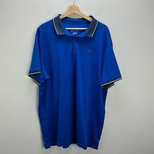 Nike Dri Fit Polo Tennis Court Mens XXL Blue Athletic Shirt Performance Preppy